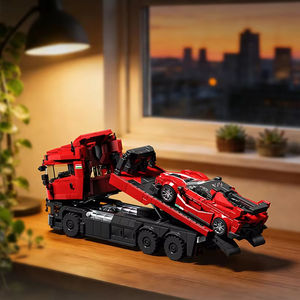 Kit de Construcción de Camión con Remolque 95002 MOC, Bloques de Construcción de Modelos de Autos y Camiones Deportivos 2 en 1, Adornos de Escritorio, Juguetes Educativos para Niños - Product Image 3