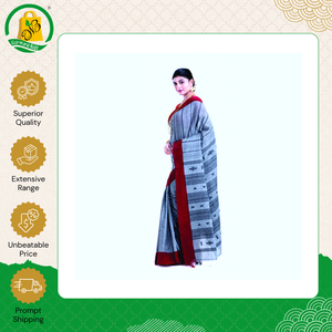 Nueva Colección de Diseñador de Sarees de Seda y Algodón Marrón 100% Puro, Hechos a Mano, Suaves y Ligeros, con Diseño Elegante para Bodas - Product Image 4