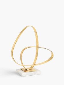 Sculpture géométrique en aluminium, design minimaliste, anneaux métalliques faits à la main sur socle en marbre, décoration de salon, sur mesure. - Product Image 3
