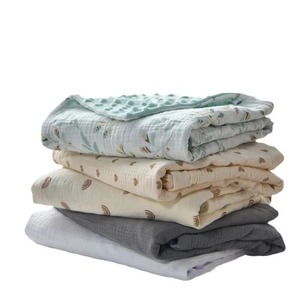 Couvertures pour bébé en coton biologique, pliées, à motif floral, rectangulaires, douces - Product Image 1