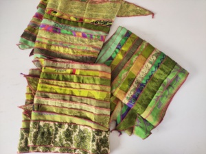 Ethnic Geometric Printed <b>Green</b> <b>Silk</b> Scarf Square Shape Multi-Functional Fashion for Women All Seasons - Product Image 3