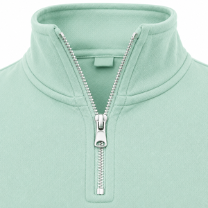 Pull en maille vert menthe pour homme, col montant, fermeture éclair quart de tour, coupe droite, manches longues, couleur unie, respirant, avec logo frontal, idéal pour l'hiver - Product Image 4