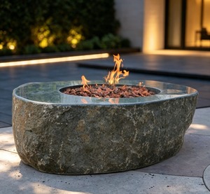 Rustic Stone Outdoor <b>Fire</b> <b>Pit</b> <b>Table</b> Wood Burning Freestanding for Outdoor Heating - Product Image 1