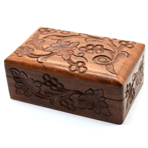 Caja de Joyería de Madera Hecha a Mano con Motivos Florales Tallados, Caja Decorativa Vintage con Cerradura para Regalo, en Oferta - Product Image 6