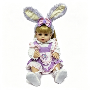 Poupée Reborn personnalisée pour fillette, poupée bébé réaliste en vinyle pleine grandeur, poupée Reborn réaliste avec des oreilles de lapin - Product Image 3
