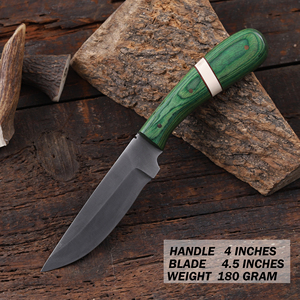 Couteau de chasse et de camping à lame fixe en acier 1095, manche en bois Pakka, lame pleine longueur, couteau personnalisé OEM/ODM avec étui en cuir - Product Image 1