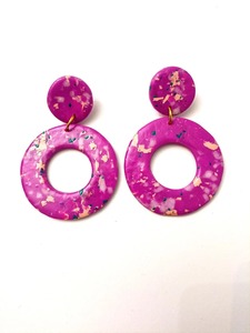 ต่างหูเรซิ่นลายหินอ่อนสีชมพูทำมือ ชุดเครื่องประดับแฟชั่น - Product Image 6