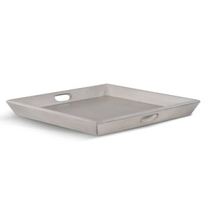Luxury Mango Wood Decorative Tray <b>Light</b> Grey Matte Finish Rectangular Wooden Serving Tray Cutout Handles - Product Image 1