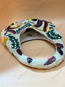 Handmade Beaded Boho Hobo Shoulder Bag Bow Pattern Bohemian Style Single Strap Statement <b>Handbag</b> Wholesale Supplier - Product Image 2