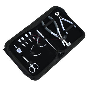 Kit d'outils pour extensions de cheveux blancs : Pince à micro-anneaux, Coupe-extensions, Crochet de tirage, Aiguilles courbées, Pinces de sectionnement et Doigtier - Product Image 1