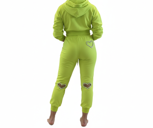 Conjunto de ropa deportiva de moda para mujer con diseño de corazón hueco, conjunto de 2 piezas de sudadera y pantalones de chándal, chándal para mujer - Product Image 2