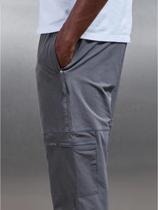 Pantalones Cargo Grises para Hombre, de Pierna Recta, Estilo Utilitario, para Trabajo, Viajes y Actividades al Aire Libre, con Cordón Ajustable, Cintura Media, Ligeros, de Nailon - Product Image 5