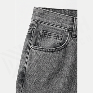 Jean en denim coupe droite délavé foncé pour homme, taille haute, coupe classique, en coton, style décontracté, pantalon d'automne - Product Image 5