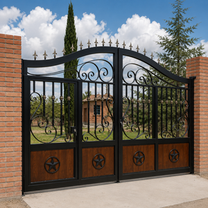 Explore exquisitas puertas de hierro forjado con decoraciones artísticas en metal, diseñadas para realzar el atractivo de casas modernas de lujo. - Product Image 2