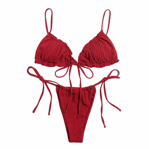 Conjunto de traje de baño corto de cintura alta de la mejor calidad para mujer, traje de baño personalizado para mujer, conjunto de bikini. - Product Image 1
