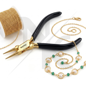 Équipement de production de bijoux, pince à bec rond de 120 mm en acier inoxydable, pince à boucler le fil, pince à bijoux avec poignée en PVC personnalisée pour l'artisanat - Product Image 4