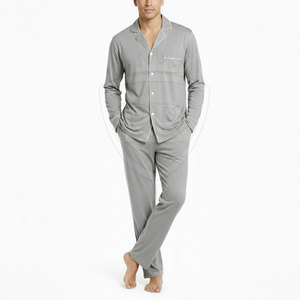 Ensemble de nuit pour homme en tissu doux, respirant, décontracté, 100% soie, manches longues, pour un confort relaxant - Product Image 3
