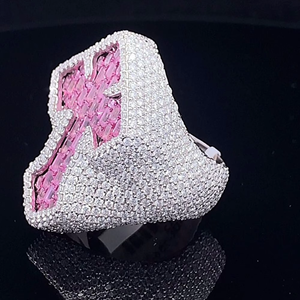 Popular Moissanite <b>Ring</b> Iced Out Pink Baguette Cut <b>Cross</b> Hip Hop 925 Sterling <b>Silver</b> Vvs Moissanite <b>Ring</b> - Product Image 3