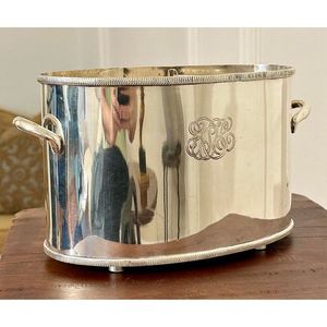 Seau à glace pour 4 bouteilles de champagne en argent plaqué, avec poignées, impression de logo personnalisée, qualité supérieure, seau et bac à vin - Product Image 1