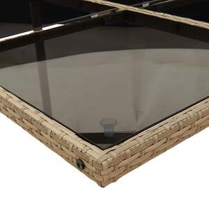 Juego de Comedor de Ratán Sintético PE Beige de 9 Piezas, Juego de Jardín de 8 Piezas - Product Image 5