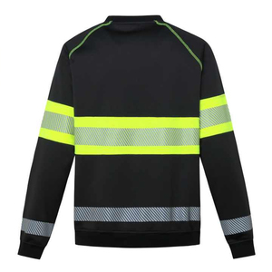 Sudadera de Trabajo de Alta Visibilidad para Hombre, Camisa de Seguridad Reflectante de Manga Larga, Poliéster Negro con Rayas Amarillas Neón - Product Image 2
