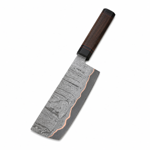Couteau de chef de camping en acier Damas, pointe tombante, bord droit, manche en bois Wengé + résine noire, épaisseur 3 mm, DIY OEM - Product Image 4