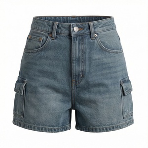 Jupe-short légère en maille bleu marine pour femme avec bordure en dentelle blanche, fermeture à cordon, coupe ajustée, taille basse élastique, 100 % polyester - Product Image 1