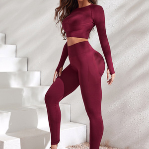 2026 new Solid Front Logo yoga <b>exercise</b> set Women's pajamas 2-Piece Yoga Set with Leggings and Top yoga - Product Image 2