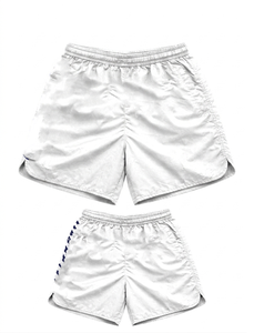 Shorts coupe-vent en polyester ripstop 120 GSM de qualité supérieure, bleu avec empiècements noirs, logo personnalisé, nylon DT teint uni - Product Image 3