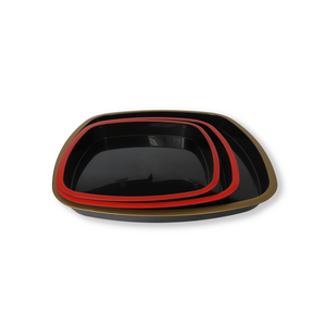 Black Red Rimmed Square <b>Plastic</b> <b>Tray</b> For Food Serving Household Use PP Material - Product Image 2