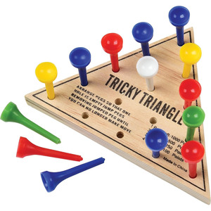Wooden Triangle Peg Solitaire Game With Colorful Plastic Pins Classic Brain Teaser <b>Puzzle</b> For Kids And Adults For Enjoyment - Product Image 4