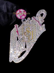 Rapper's Hip Hop 925 Silver <b>Gold</b> Plated Iced Custom <b>Initial</b> Name <b>Necklace</b> Star Bail Moissanite Big Fine Pendants Party Occasions - Product Image 6