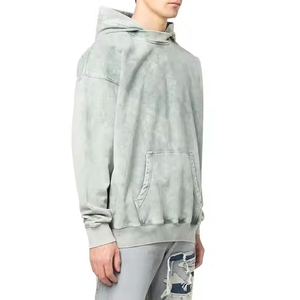 เสื้อฮู้ดผู้ชายลายไท-ได ทรงโอเวอร์ไซส์ แขนปกติ ผ้าฝ้ายเฟรนช์เทอร์รี่ สวมใส่สบายๆ สำหรับฤดูใบไม้ร่วง มีกระเป๋า - Product Image 1