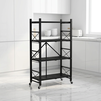 Étagère de rangement de cuisine moderne en acier réglable et personnalisable avec 4 niveaux et poulie pour entrepôt