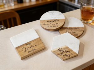 Elegant Wooden Marble Drink Coaster Set Handmade <b>Table</b> <b>Protection</b> Decorative Accessories Modern Luxury Home Styling - Product Image 2