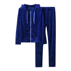 Ensemble de survêtement en velours personnalisé pour femme : sweat à capuche zippé et pantalon de jogging en velours - Product Image 6