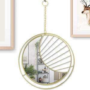 Espejo Decorativo de Pared con Forma de Luna Dorada, Espejo Colgante de Metal para Sala de Estar, Dormitorio, Decoración de Interiores del Hogar, Venta al por Mayor - Product Image 6