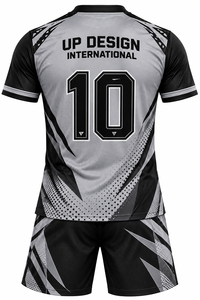 Conjunto de camiseta de fútbol personalizada por sublimación, uniforme de fútbol para hombre, camiseta y pantalones cortos, ropa deportiva de equipo en blanco y negro, proveedor mayorista OEM HD - Product Image 3