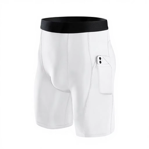 <b>Men</b> <b>Compression</b> <b>Shorts</b> with Phone Pockets, High Stretch Spandex Performance Tights for Fitness Training Yoga Running - Product Image 2