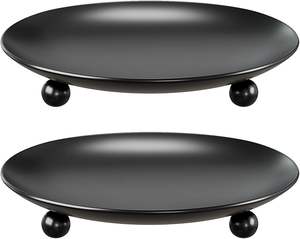Porte-bougies noirs pour bougies piliers, lot de 2, en métal de qualité supérieure, pour la décoration de la maison, la table à manger, ou comme cadeau - Product Image 1