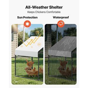 Jaula Pequeña Impermeable para Pollos, 3.3 x 9.8 x 3.3 pies, Gallinero Metálico con 3 Puertas y Techo a Dos Aguas para 6-8 Pollos, Compañero de Aves de Corral - Product Image 6
