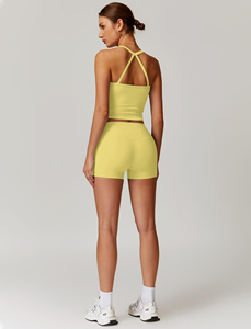 Two Piece Fitness Yoga Workout Sets For Women Tank Top Matching High Waist <b>Booty</b> Lifting Shorts Gym Yoga Active Wear Outfits - Product Image 3
