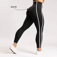 Leggings de yoga taille haute avec bande latérale et design en V pour les fesses, pantalon de sport sans couture pleine longueur pour femmes