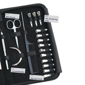 Professional Hair Extension Tools Kit Microbeads Remover Keratin Bond Cutter Hook Loop Wire Clips Finger Scissor <b>Comb</b> Needle - Product Image 5