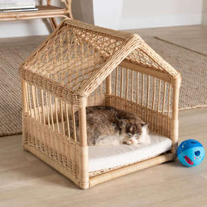 Rattan pet canopy <b>beds</b> eco friendly dog <b>house</b> handweave puppy <b>bed</b> <b>houses</b> competitive price - Product Image 2