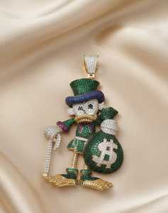 จี้เพชรโมอิสซาไนต์ VVS หลากสี รูปตัวละคร McDuck ชื่อดัง ชุบทองคำแท้ ประดับเพชรหรูหรา สไตล์โบราณ เงินแท้ 925 - Product Image 2