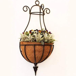 Black Powder Coat Finished Hanging Planter <b>Basket</b> Outdoor <b>Large</b> Hanging Flower Pots Metal Planter <b>Baskets</b> With Coco Liner - Product Image 3