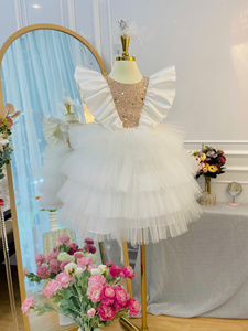 Wholesale Customizable Girls' Casual Layered Dress <b>Sequin</b> <b>Fabric</b> Halter Style Many Occasions ODM/OEM Children's Clothing - Product Image 2