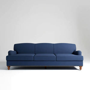 Sofá de 3 Plazas de Lujo Estilo Europeo Moderno, Tapizado en Tela, con Brazos Cuadrados Bridgewater, Patas de Madera Maciza Torneadas y Detalles de Tachuelas - Product Image 6