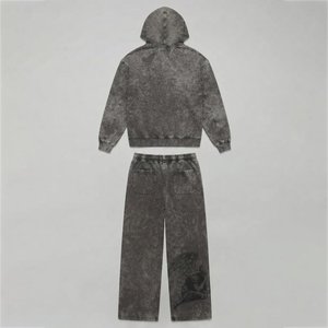 Custom Logo <b>Tie</b> <b>Dye</b> Tracksuits <b>Set</b> Hooded Zipper Full Length Sweatshirts And Pants With Angel Print Streetwear Style Autumn Wear - Product Image 2
